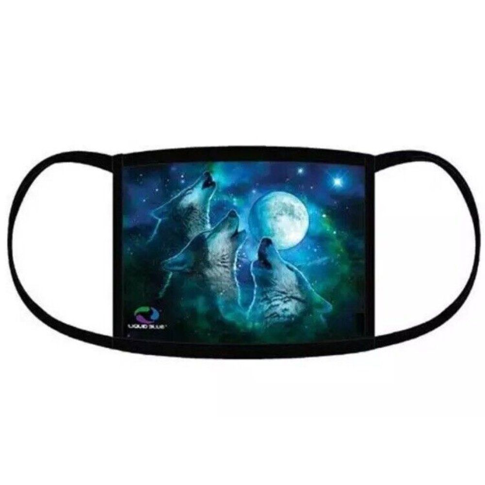 Cloth Face Mask Washable Reusable Wolf Moon Face Cover With  Filters